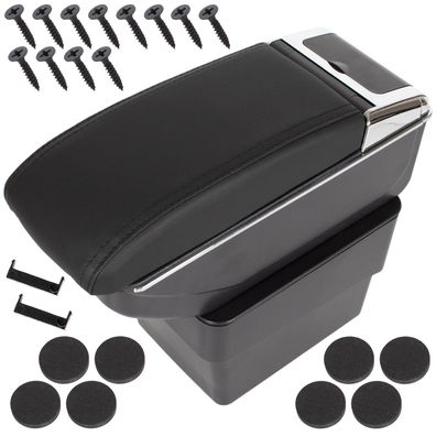 Skoda Octavia III 13-20 Armlehne mit Ablagefach Schwarzes ECO-LEDER + Montagesatz