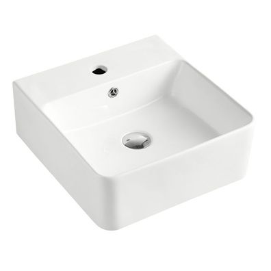 Beitz & Walz AqvaCeramica Aufsatzbecken 'SlimRim"' m. Hahnb. 400 x 420 mm weiß