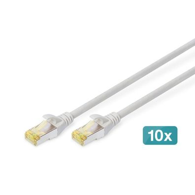 Digitus CAT 6A S/FTP Patchkabel, 10 Stück, 0,25m, grau