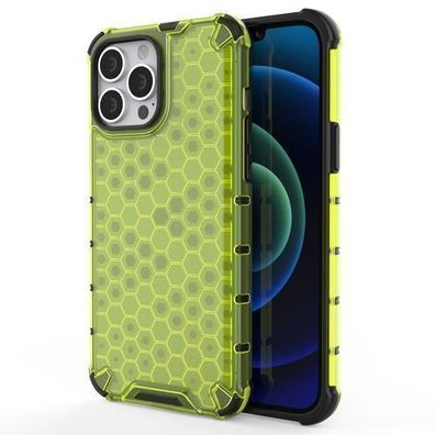 Panzerschutzhülle mit Gelrahmen im Wabenmuster für iPhone 13 Pro Max - Grün