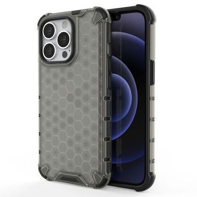 iPhone 13 Pro Schutzhülle - Robustes Honeycomb Design mit Gelrahmen, Schwarz