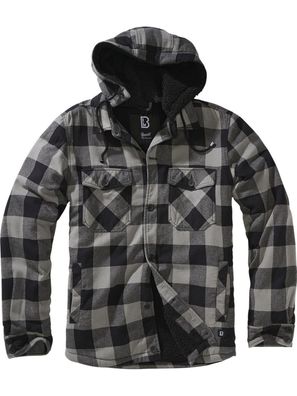 Brandit Herren Jacke Lumber Jacket Hooded Black+Charcoal