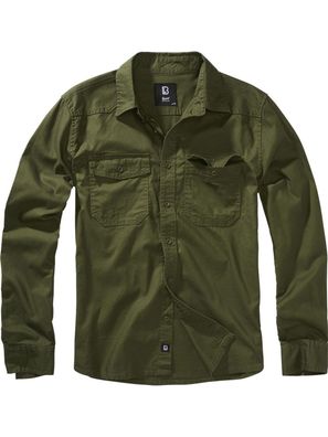 Brandit Herren Hemd Flannel Shirt Long Sleeve Olive