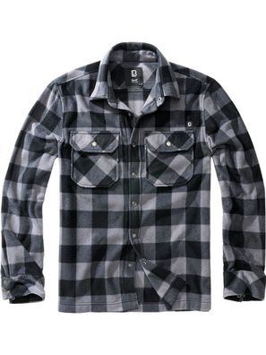 Brandit Herren Hemd Jeff Fleece Shirt Long Sleeve Black/Grey