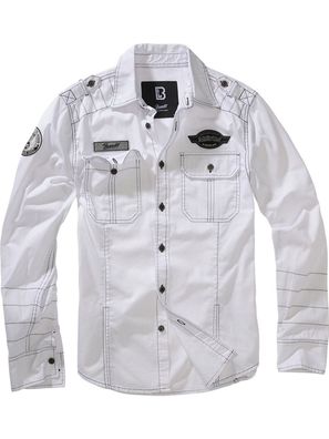 Brandit Herren Hemd Luis Vintage Shirt Long Sleeve White