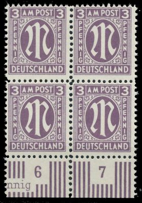 BIZONE AM-POST Nr 17aCz postfrisch Viererblock URA X81E732