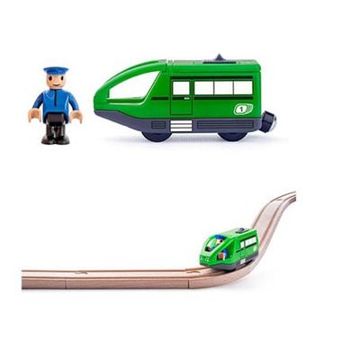 Grüne Metro-Bahn mit Lokführer-Spielfigur (batteriebetrieben) - Batterielok