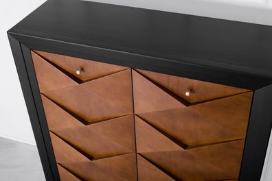 Casa Padrino Luxus Neoklassik Kommode Schwarz / Braun 120 x H143 cm - Sideboard Art D