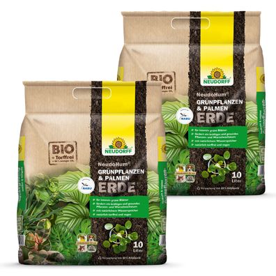 2 x Neudorff NeudoHum® Grünpflanzen- & PalmenErde, 10 Liter