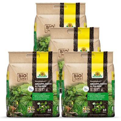 4 x Neudorff NeudoHum® Grünpflanzen- & PalmenErde, 10 Liter