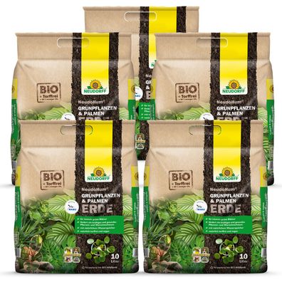 5 x Neudorff NeudoHum® Grünpflanzen- & PalmenErde, 10 Liter