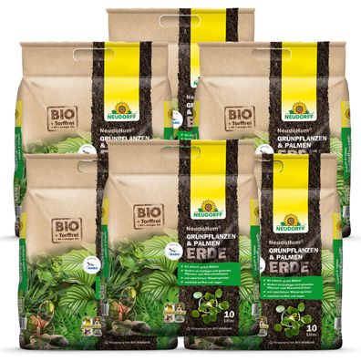 6 x Neudorff NeudoHum® Grünpflanzen- & PalmenErde, 10 Liter