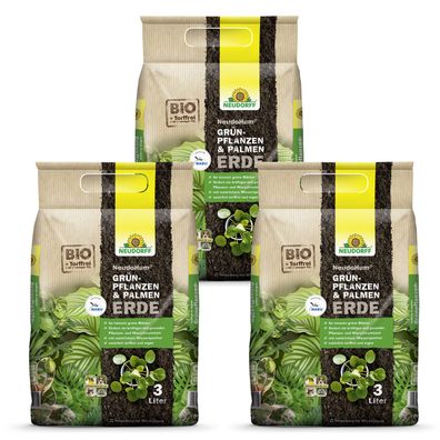 3 x Neudorff NeudoHum® Grünpflanzen- & PalmenErde, 3 Liter