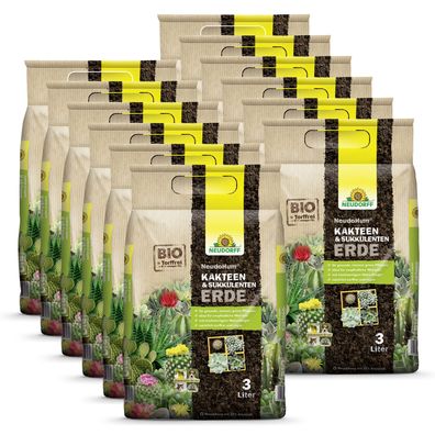 12 x Neudorff NeudoHum® Kakteen- & SukkulentenErde, 3 Liter