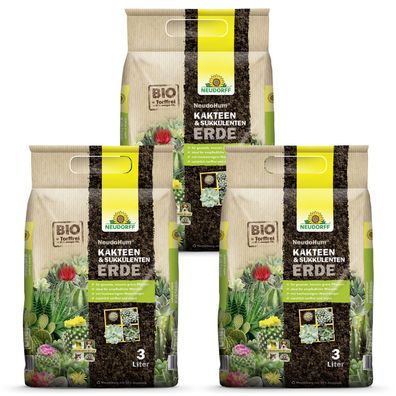 3 x Neudorff NeudoHum® Kakteen- & SukkulentenErde, 3 Liter