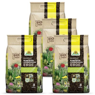 4 x Neudorff NeudoHum® Kakteen- & SukkulentenErde, 3 Liter