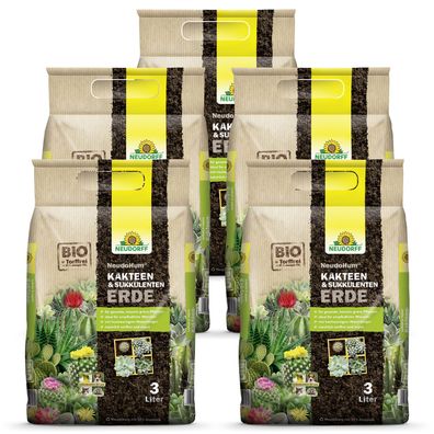 5 x Neudorff NeudoHum® Kakteen- & SukkulentenErde, 3 Liter