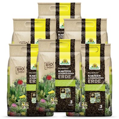 6 x Neudorff NeudoHum® Kakteen- & SukkulentenErde, 3 Liter