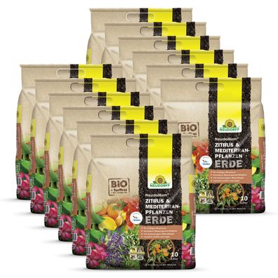 12 x Neudorff NeudoHum® Zitrus- & MediterranpflanzenErde, 10 Liter