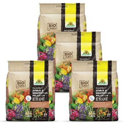 4 x Neudorff NeudoHum® Zitrus- & MediterranpflanzenErde, 10 Liter