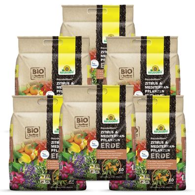 6 x Neudorff NeudoHum® Zitrus- & MediterranpflanzenErde, 10 Liter