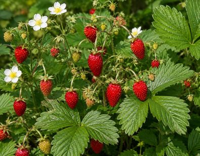 Fragaria vesca "Ali Baba", 100 Samen, Erdbeere, immertragende Walderdbeere