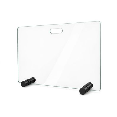 ESG 8mm Klarglas Funkenschutzglas für offenen Kamin mit schwarzen Standfüßen