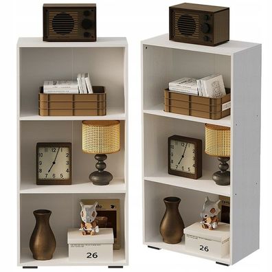 Modernes, hohes Bücherregal im Loft-Stil mit 3 Ablagen in Weiß fürs Wohnzimmer