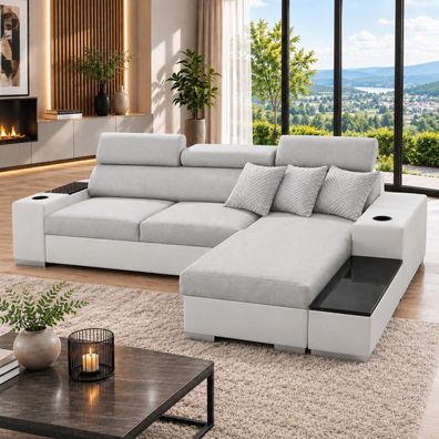 Best For Home PETE I MINI Ecksofa mit Schlaffunktion & Bettkasten - L Sofa Schlafsofa