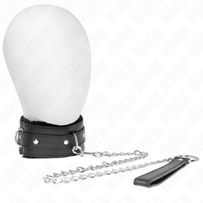 Kink - Halsband mit Leine 65 Cm mit Beschränkungen Schwarz 36-42 Cm X 5.5 Cm