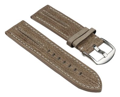 Rustika Uhrenarmband Leder Creme mit weißen Ziernaht 25553S