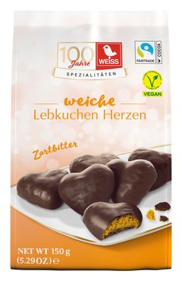 Weiss Lebkuchen-Herzen Zartbitter 150 g