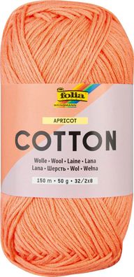 folia 25942 - Cotton Apricot, 50 g | Wolle zum Häkeln und Stricken, ca. 150 m, Strick