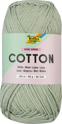 folia 25925 - Cotton SAGE GREEN, 50 g | Wolle zum Häkeln und Stricken, ca. 150 m, Str