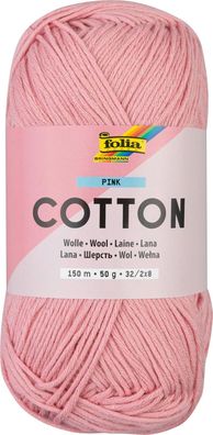 folia 25923 - Cotton PINK, 50 g | Wolle zum Häkeln und Stricken, ca. 150 m, Strickgar