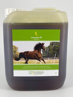5L Leinöl kaltgepresst für Pferde | Unterstützung von Fell, Haut & Verdauung
