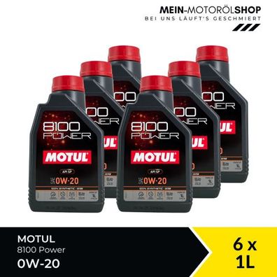 Motul 8100 Power 0W-20 6x1 Liter