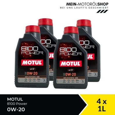 Motul 8100 Power 0W-20 4x1 Liter