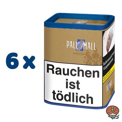 Pall Mall Authentic Blue / Blau Zigarettentabak / Stopftabak Dose 6x 71g