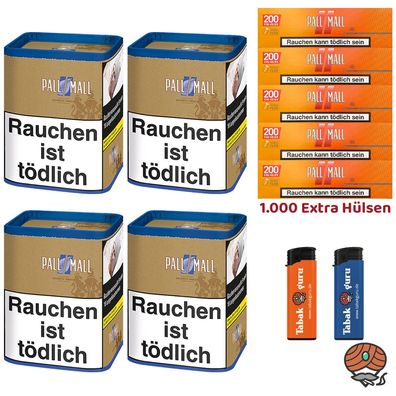 Pall Mall Authentic Blue/Blau Tabak Dose 4x 71g, Allround Xtra Hülsen