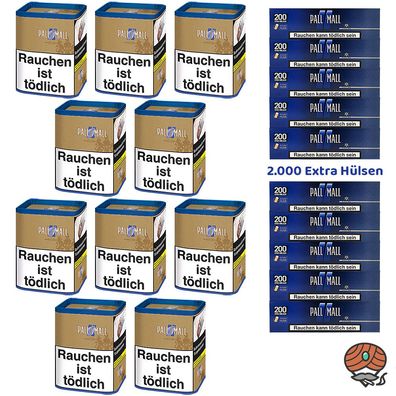 Pall Mall Authentic Blue/Blau Tabak Dose 10x 71g, 2000 Blue Xtra Hülsen