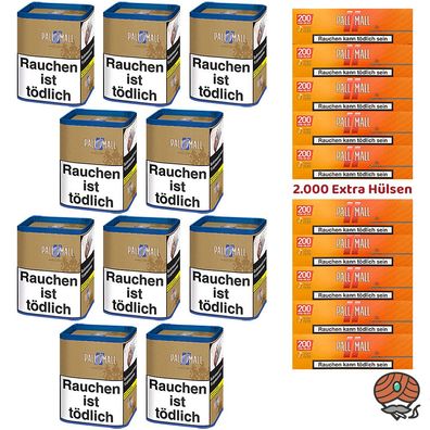 Pall Mall Authentic Blue/Blau Tabak Dose 10x 71g, Allround Xtra Hülsen