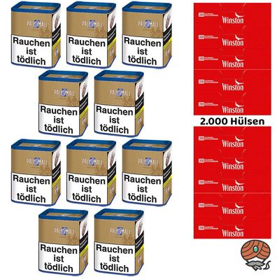 Pall Mall Authentic Blue/Blau Tabak Dose 10x 71g + 2000 Winston Hülsen