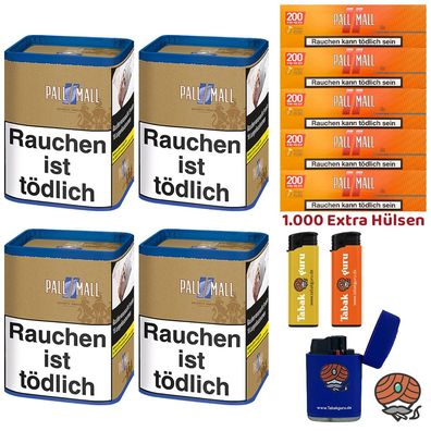 Pall Mall Authentic Blue/Blau Tabak Dose 4x 71g, Allround Xtra Hülsen,