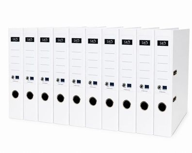 SAD 10er Pack PP Kunststoffordner 7,5cm DIN-A4 Ordner breit weiß - Aktenordner perfek