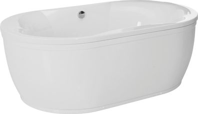 Schröder Badewanne Oval Glorus 190x110x49,5 cm weiß, Schürze u. Ab- u.Überlaufgar