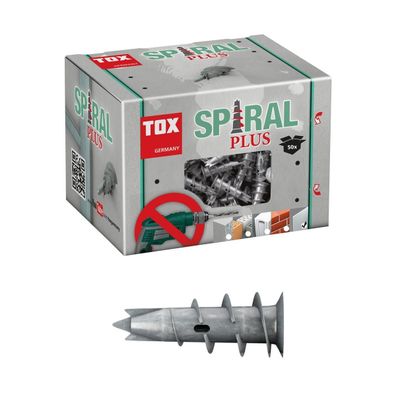 Gibskartondübel Spiral Plus bis zu 20 Kg Haltewerte von Tox Dübel 50 Stück