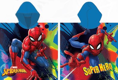 Spiderman Blaues ( ) Badeponcho für Kinder aus Polyester - 55 x 110 cm