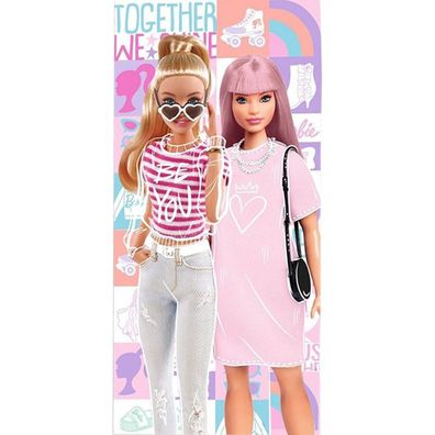 Barbie Together Badehandtuch Badetuch für Kinder aus Baumwolle - 70 x 140 cm