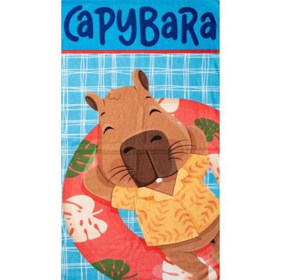 Capybara Float Fun , (Fast Dry) Badetuch für Kinder aus Polyester - 70 x 140 cm